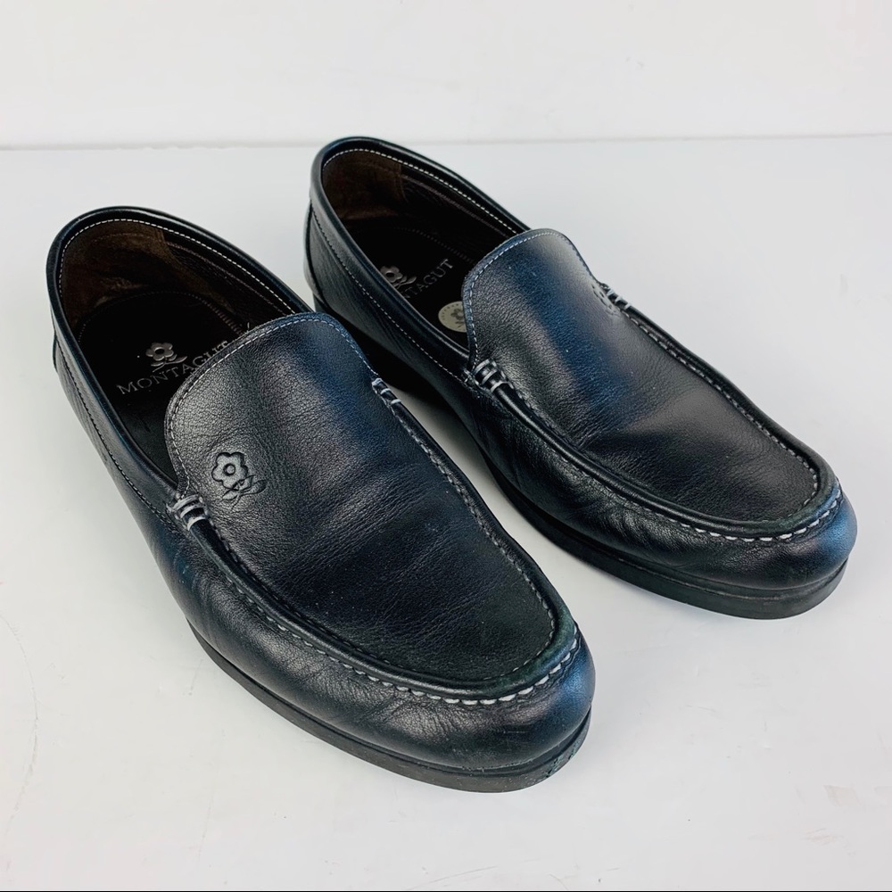 Montagut Loafers 10 Black Leather Supple Soft Shoe